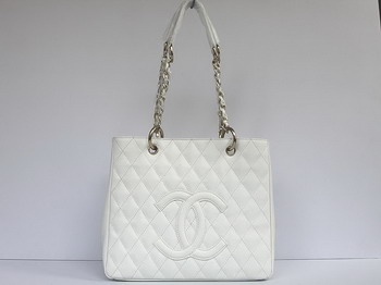 AAA Chanel Quilted CC Tote Bag 35626 White On Sale
